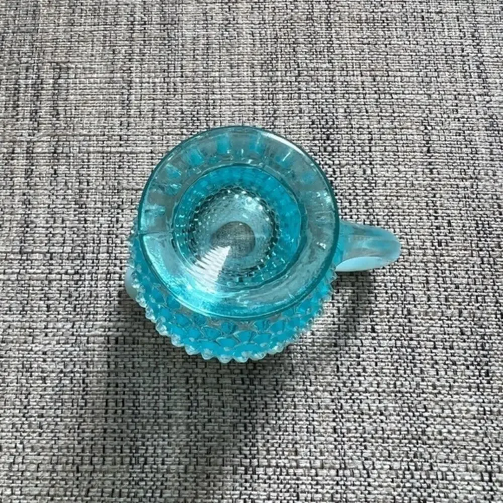 Vintage Fenton Blue Hobnail Opalescent Sugar Bowl Creamer Set‎ - Picture 2 of 8